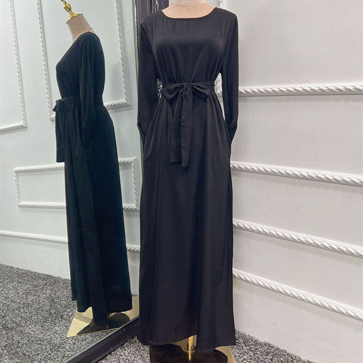 Soft Satin Scarf Gown Dress
