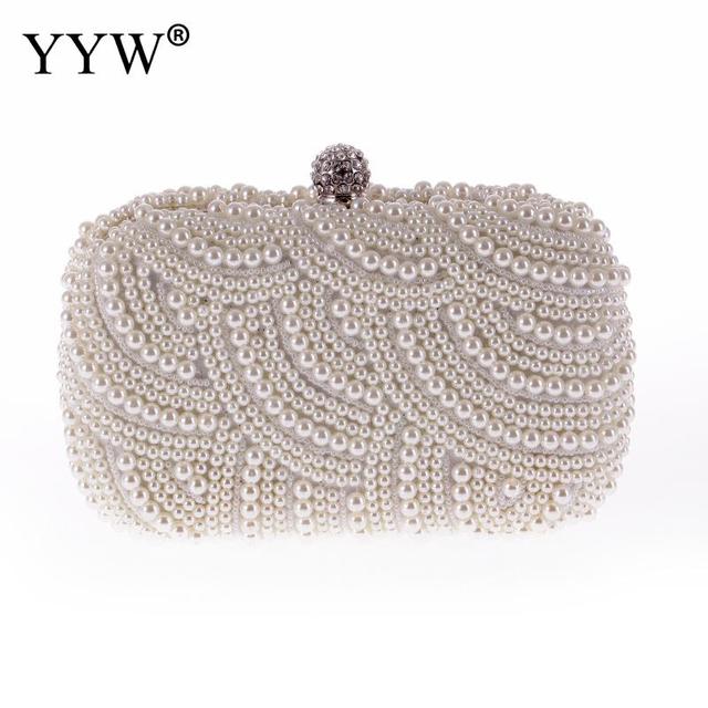 YYW Black Pearl Beaded Evening Clutch Bag