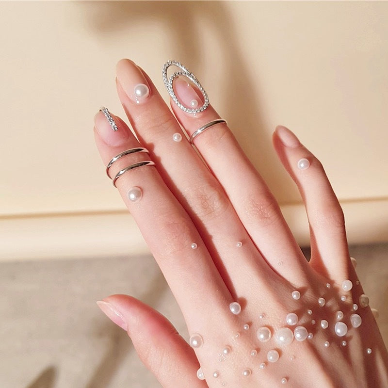 Crystal Nail Tip Geometric Finger Ring