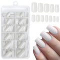 Smoky White Square Press-On Nail Kit — 240pc