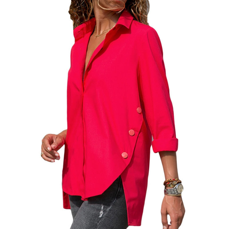 Irregular Split Hem Shirt