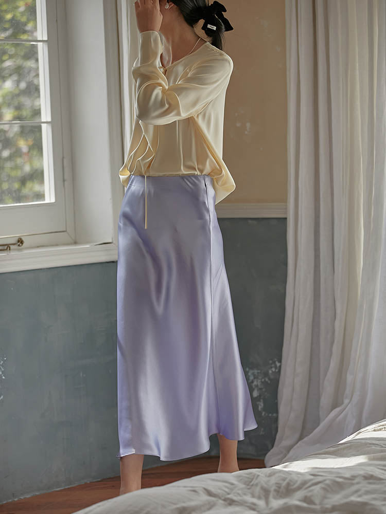Elegant A-line Satin Silk Skirt