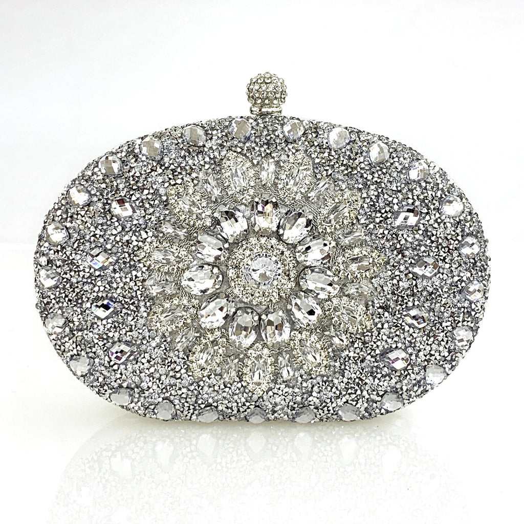 Lei Xin Sapphire Sunflower Rhinestone Evening Clutch