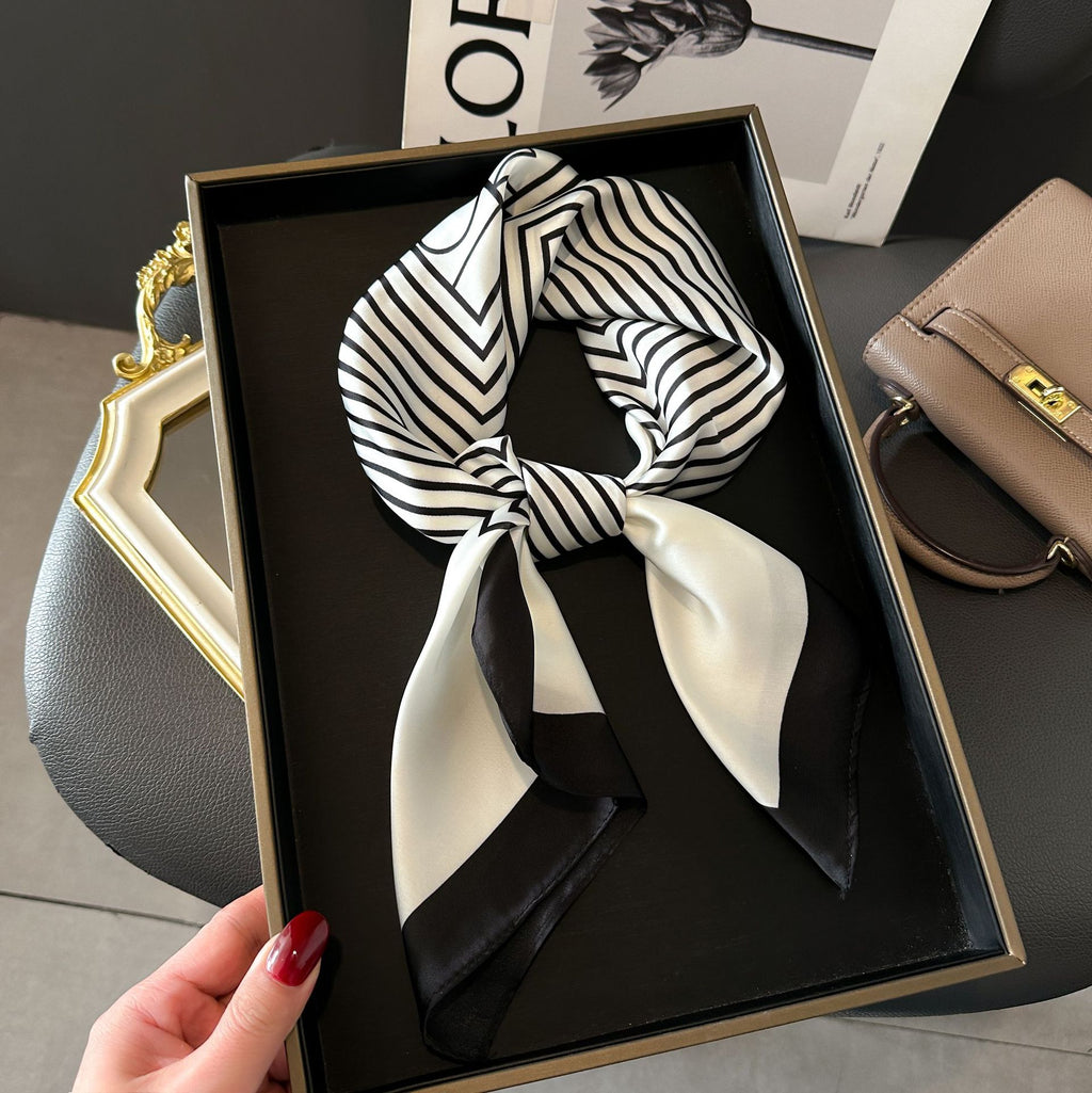 French Stripe Square Silk Scarf — 70cm