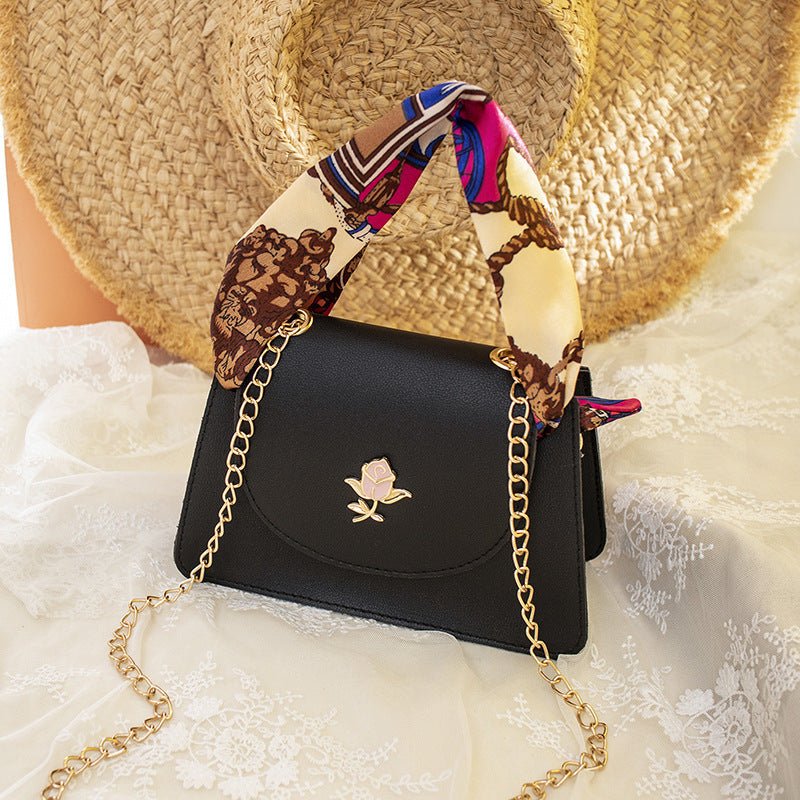 Silk Scarf Mini Handbag with Chain Strap