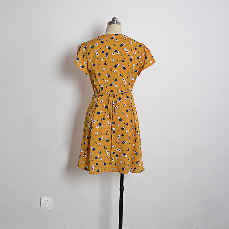 Mini Bohemian V Neck Chiffon Dress