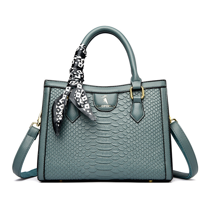 Croc-Embossed Leather Crossbody Handbag
