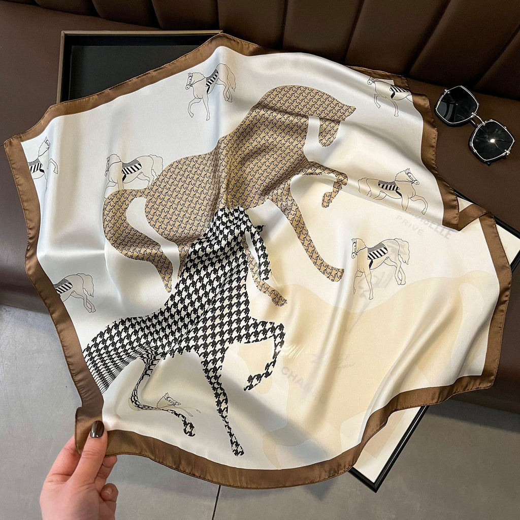 French Vintage Paisley Square Silk Scarf — 70cm