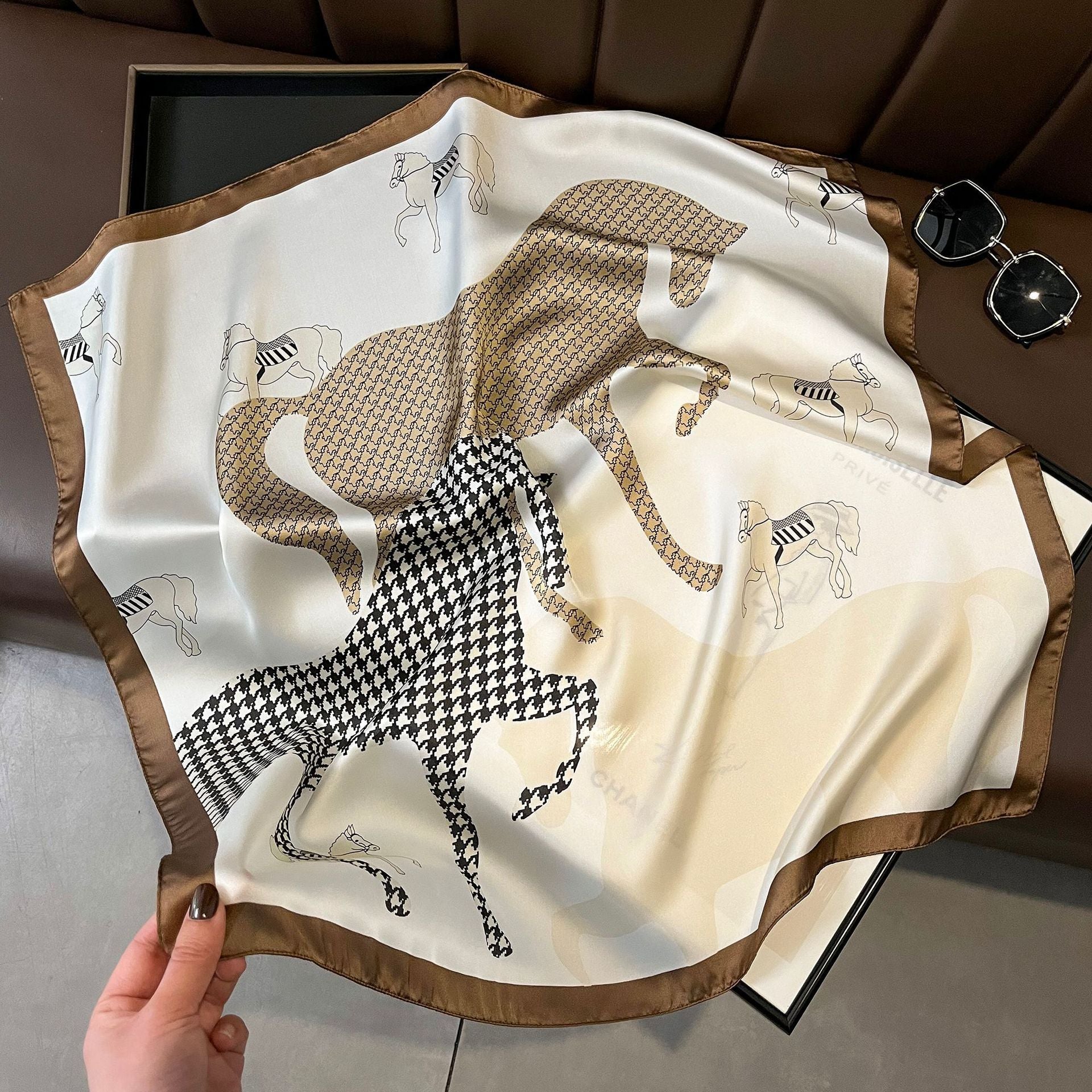 French Vintage Paisley Square Silk Scarf — 70cm