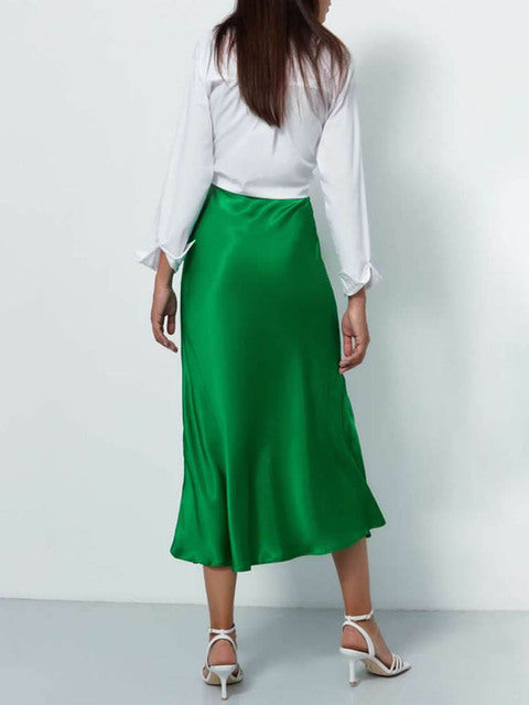 Elegant A-line Satin Silk Skirt