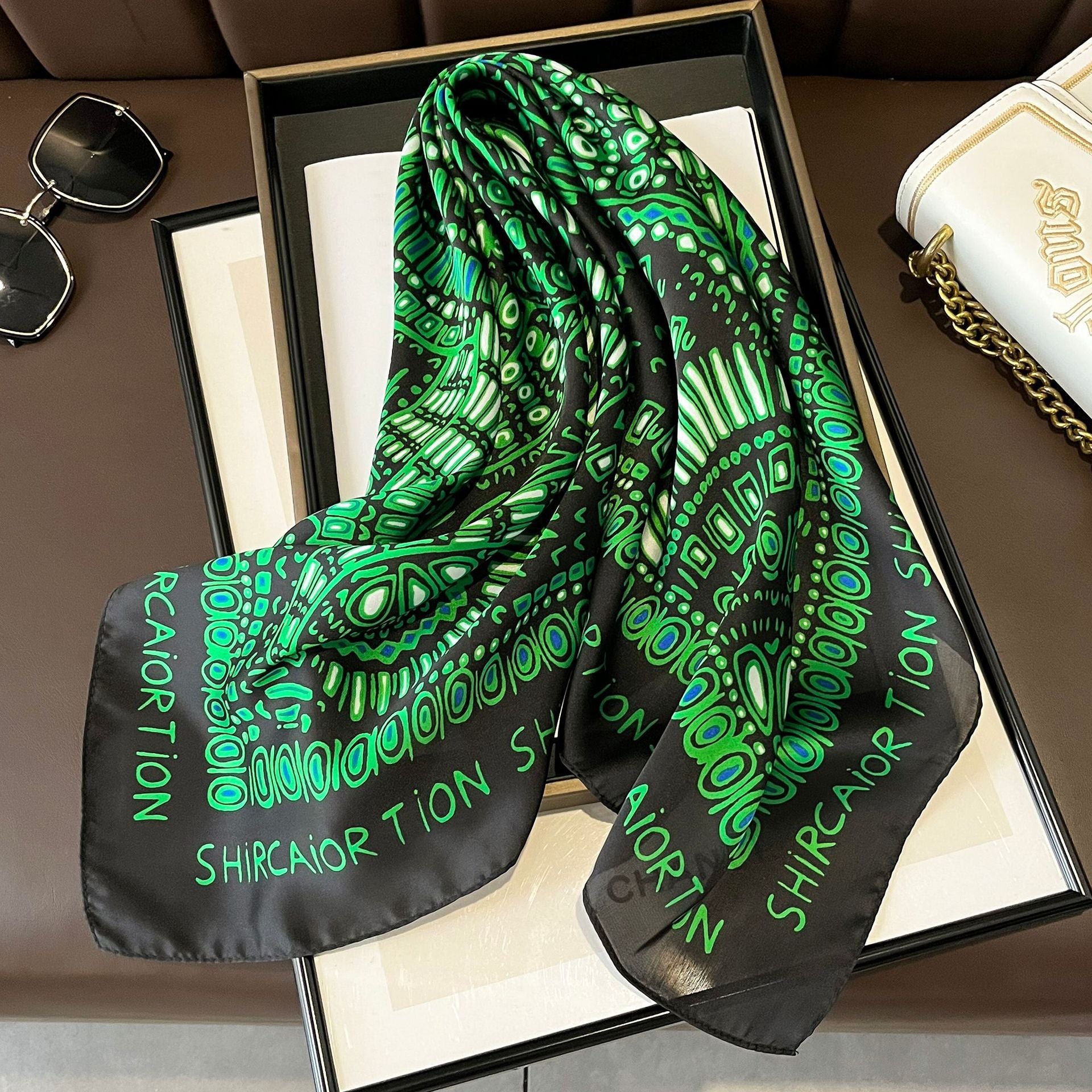 French Vintage Paisley Square Silk Scarf — 70cm