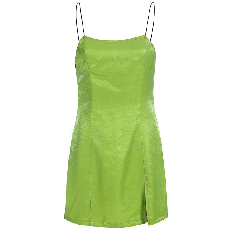 Green Satin Glow Dress