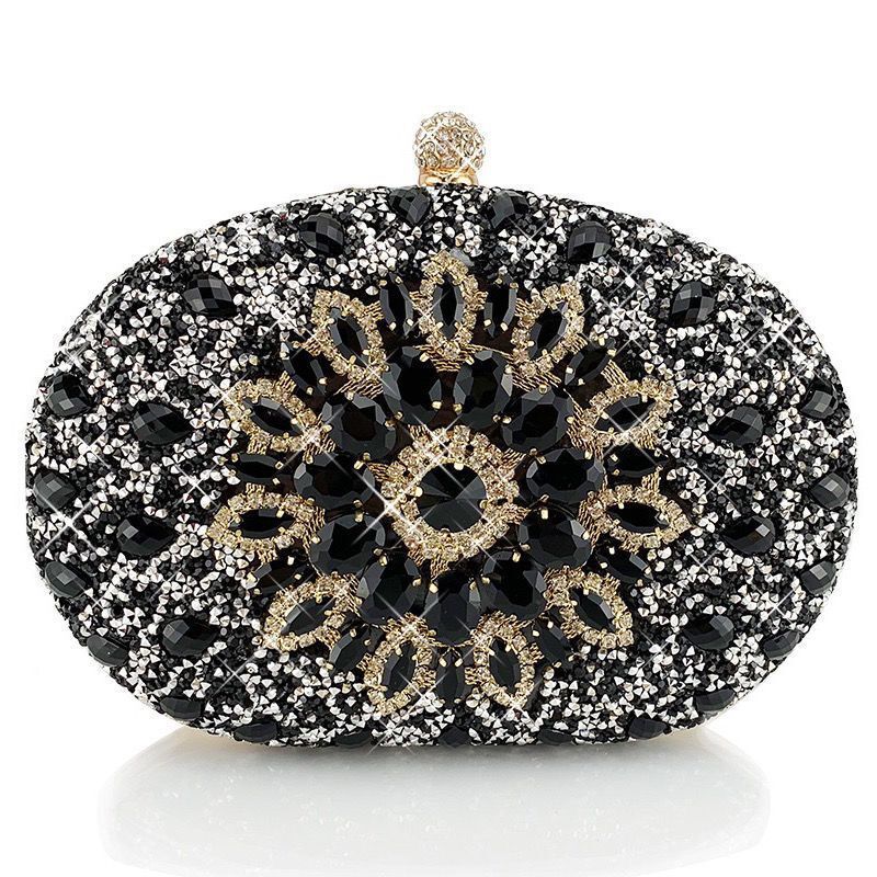 Lei Xin Sapphire Sunflower Rhinestone Evening Clutch