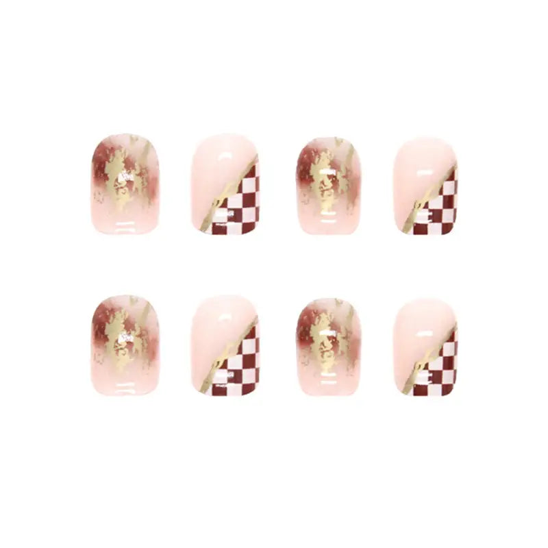 Chocolate Checkerboard 3D Charm Press-On Nails