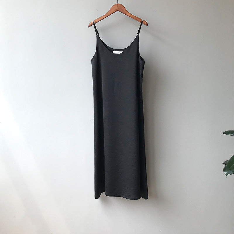 Satin Slip A-Line Maxi Dress with Chiffon Wrap