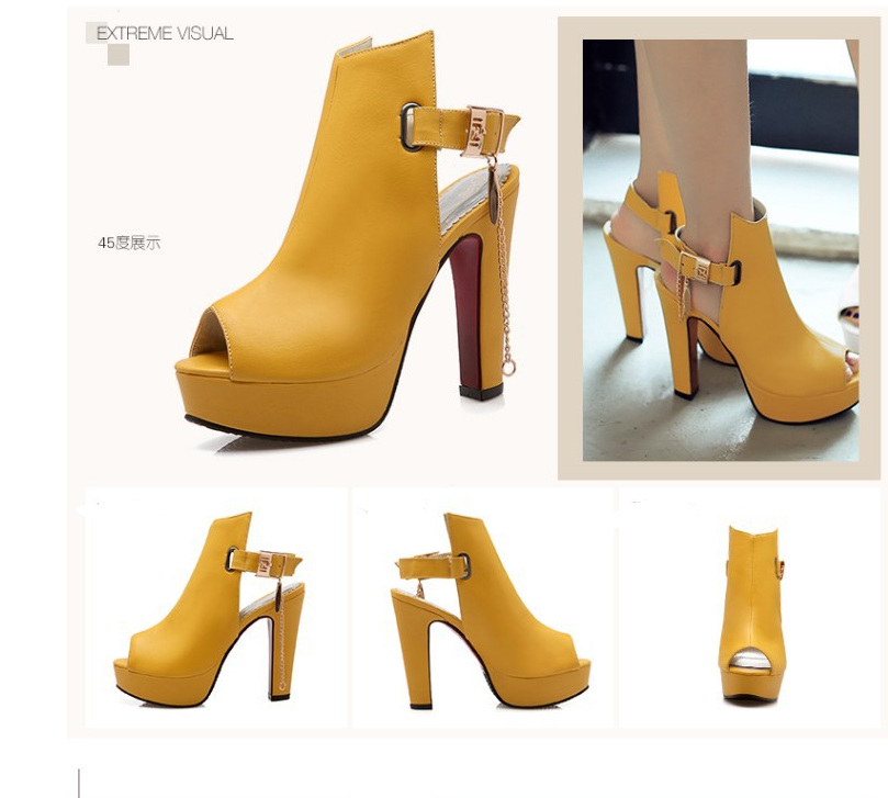 Bold Peep-Toe Platform Chunky Heel Sandals