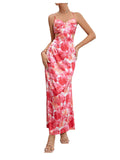 Milumia Floral Ruched Cut-Out Backless Maxi Dress