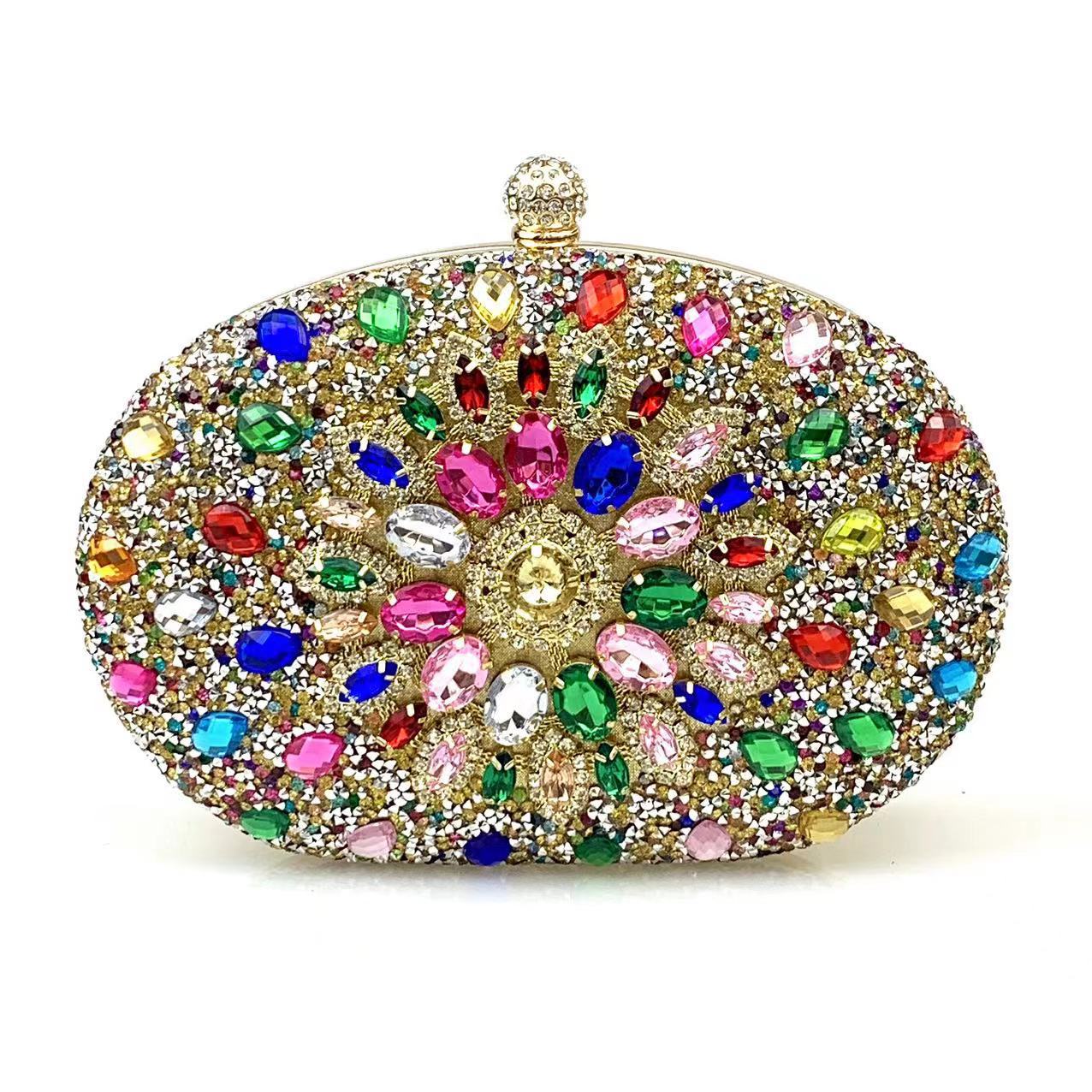 Lei Xin Sapphire Sunflower Rhinestone Evening Clutch