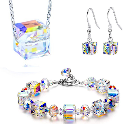 Colorful Crystal Necklace and Bracelet Set