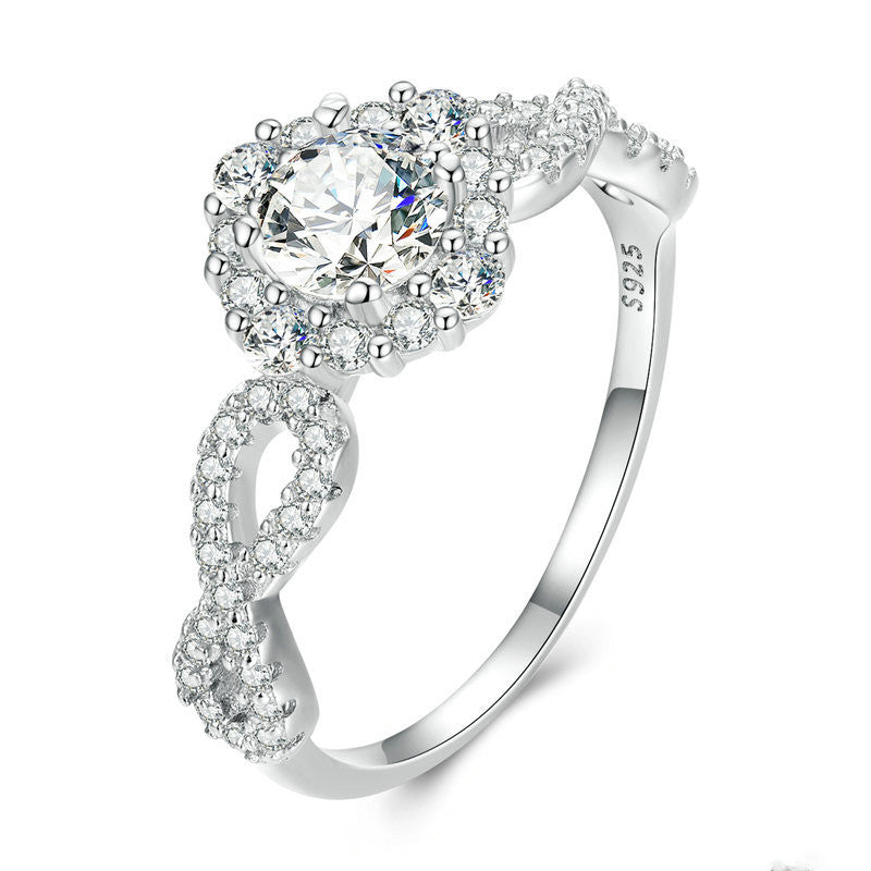 Glamorous Platinum Zircon Ring