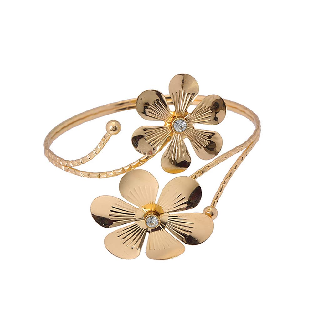 Yocoyee Gold Floral Upper Arm Cuff — Daisy Bloom Armlet