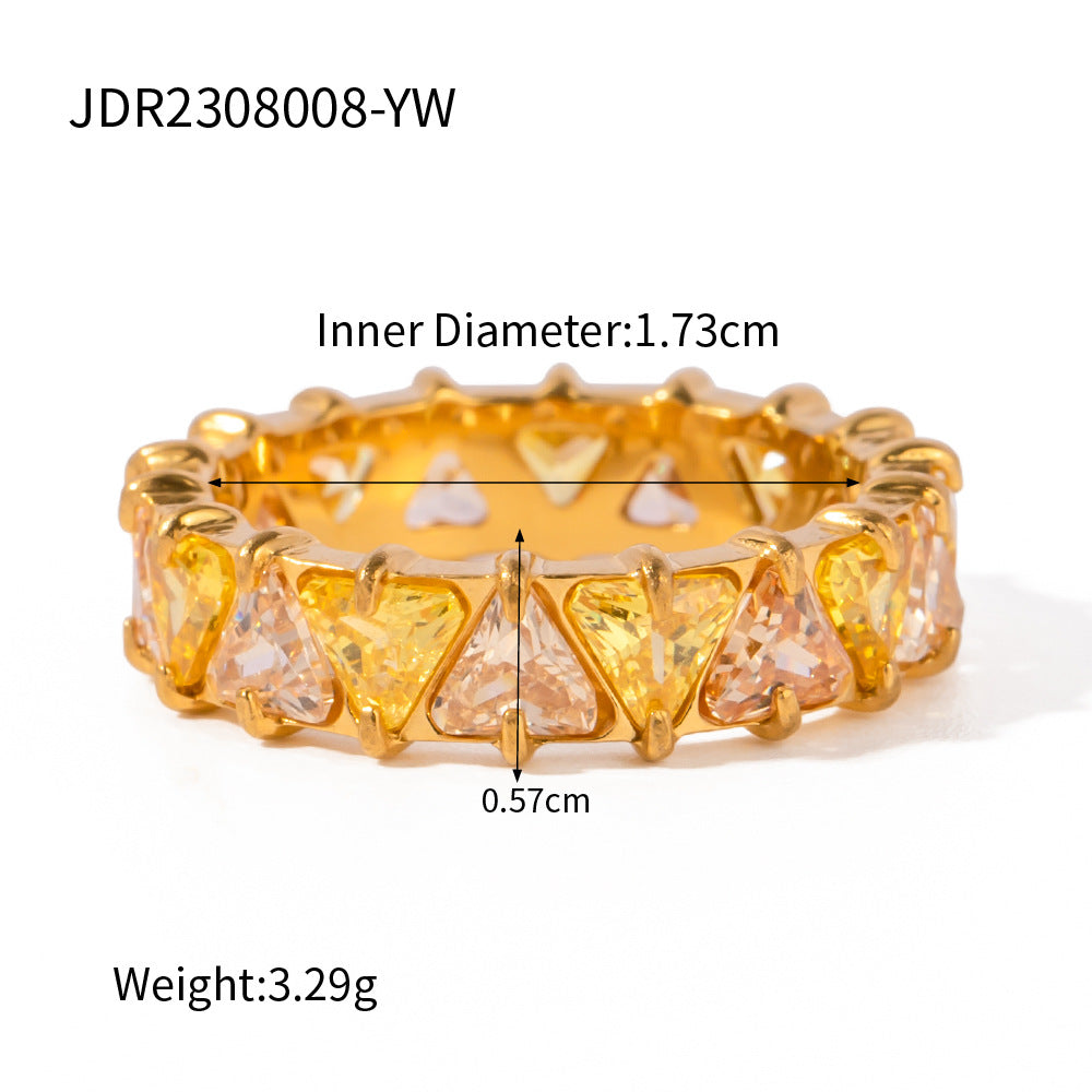 Chic Triangle Zirconia Stainless Ring