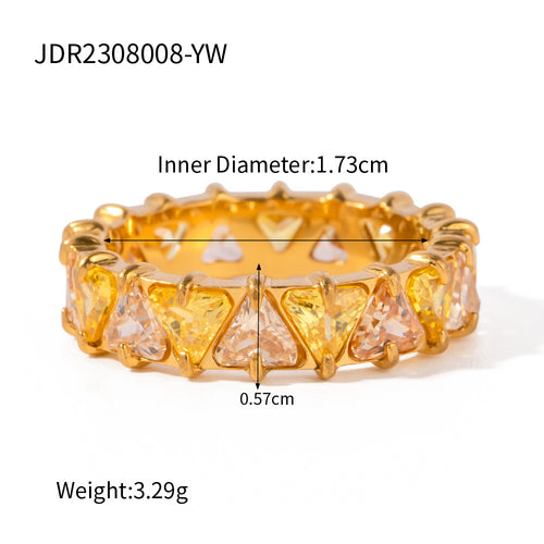 Chic Triangle Zirconia Stainless Ring