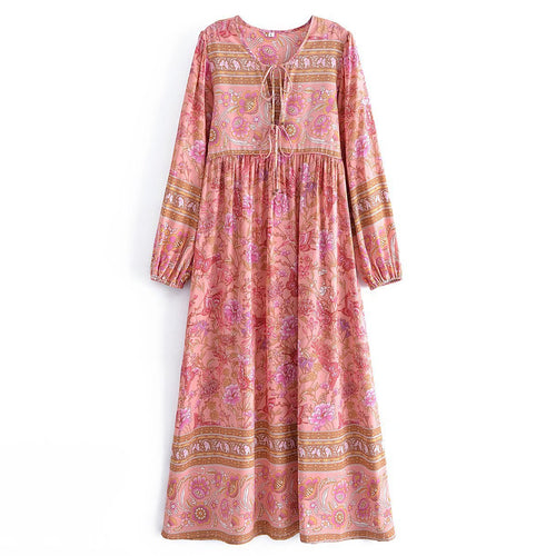 Boho Floral Fringe Maxi Dress