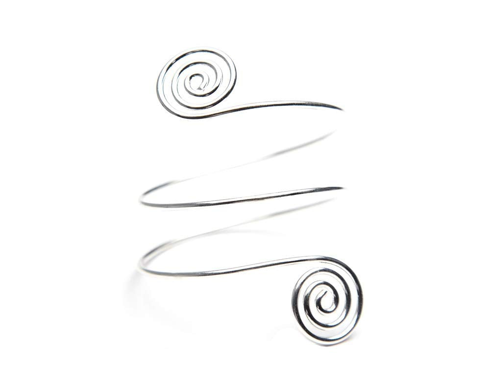 Caiyao Fashion Minimalist Spiral Coil Upper Arm Cuff — Silver