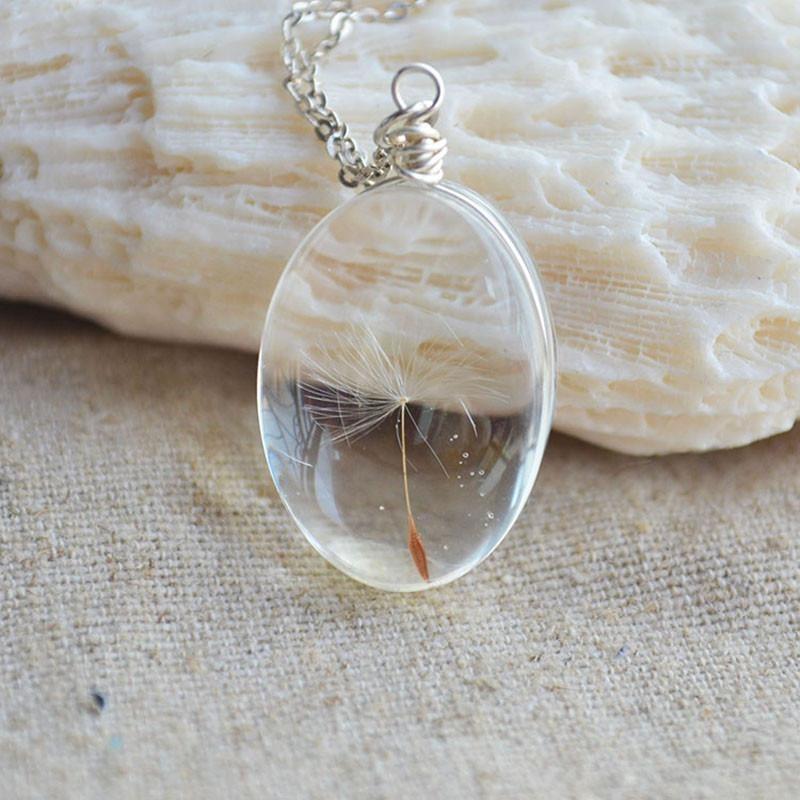Bohemian Vintage Crystal Necklace with Dandelion Seeds