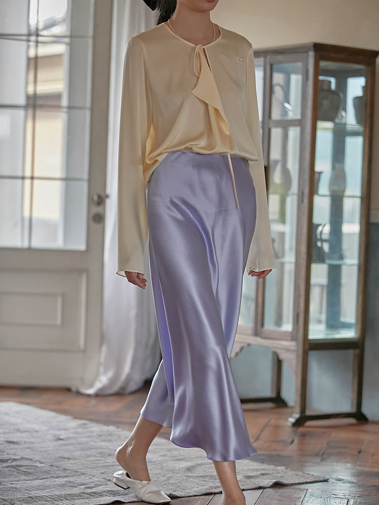 Elegant A-line Satin Silk Skirt