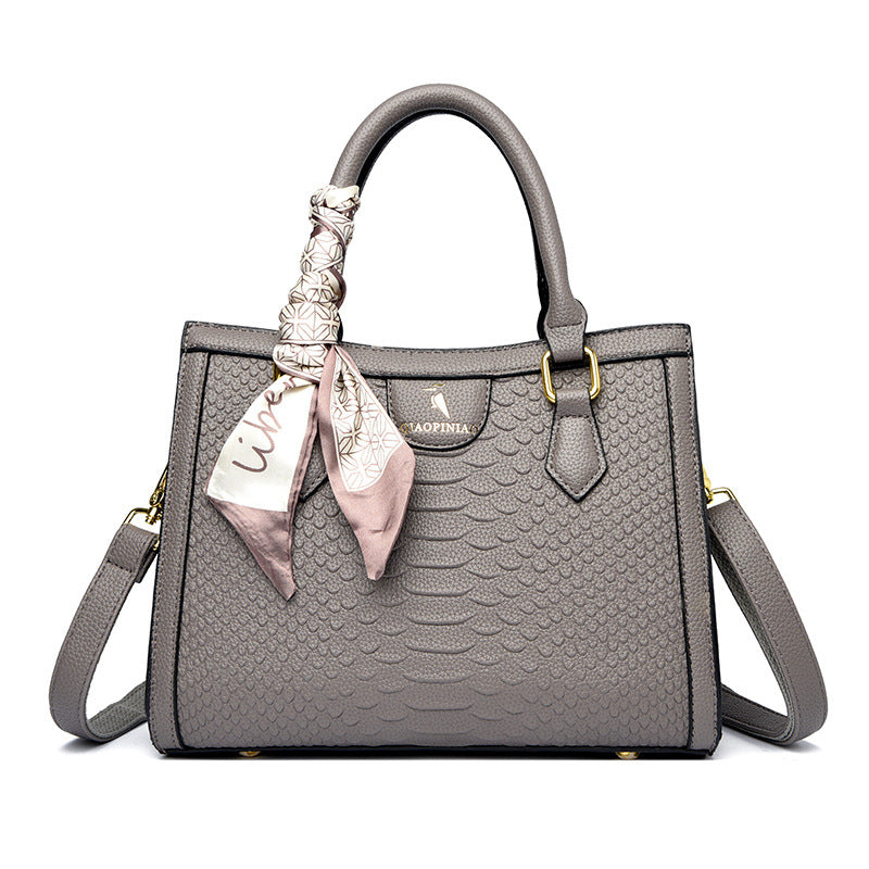 Croc-Embossed Leather Crossbody Handbag