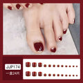 Burgundy Glitter Press-On Toe Nails