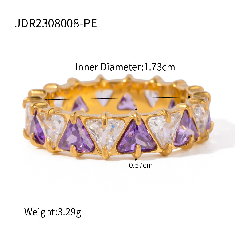 Chic Triangle Zirconia Stainless Ring