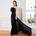 Elegant Backless Sequined Evening Dress