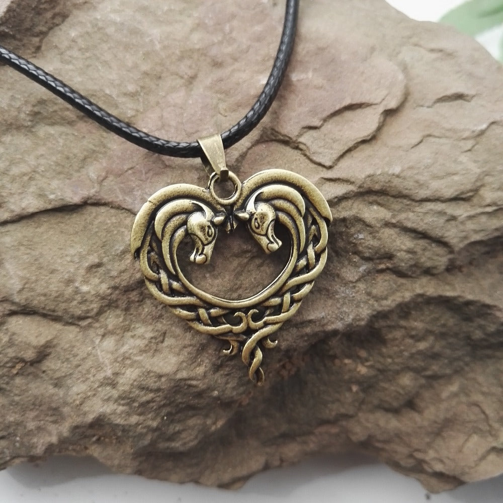 Heart Horsehead Pendant Necklace