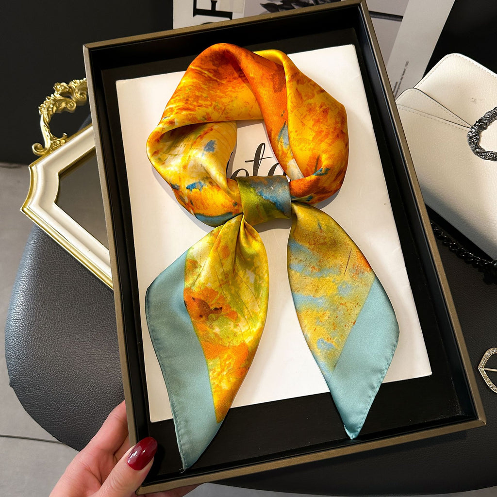 French Stripe Square Silk Scarf — 70cm