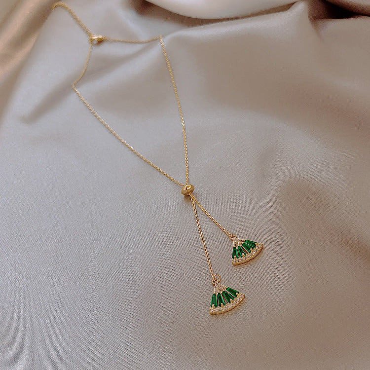 Baroque Emerald Fan Crystal Necklace