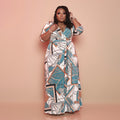 Elegant Plus Size Mandala Print Maxi Dress with Belt