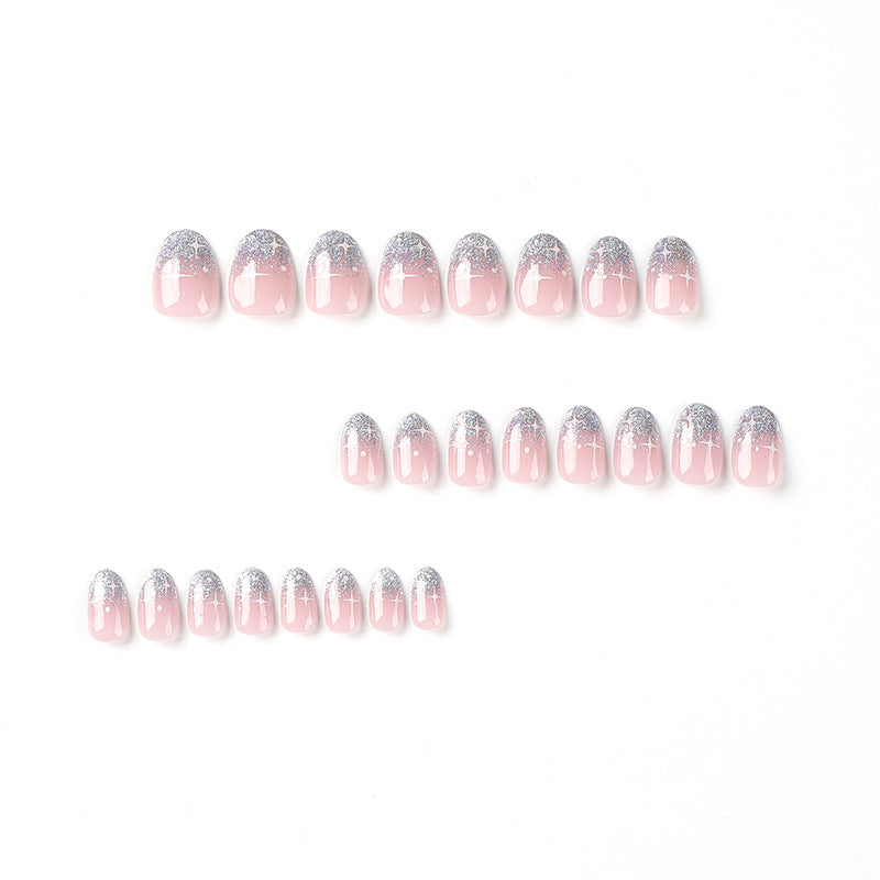 Silver Stardust French Press-On Nails