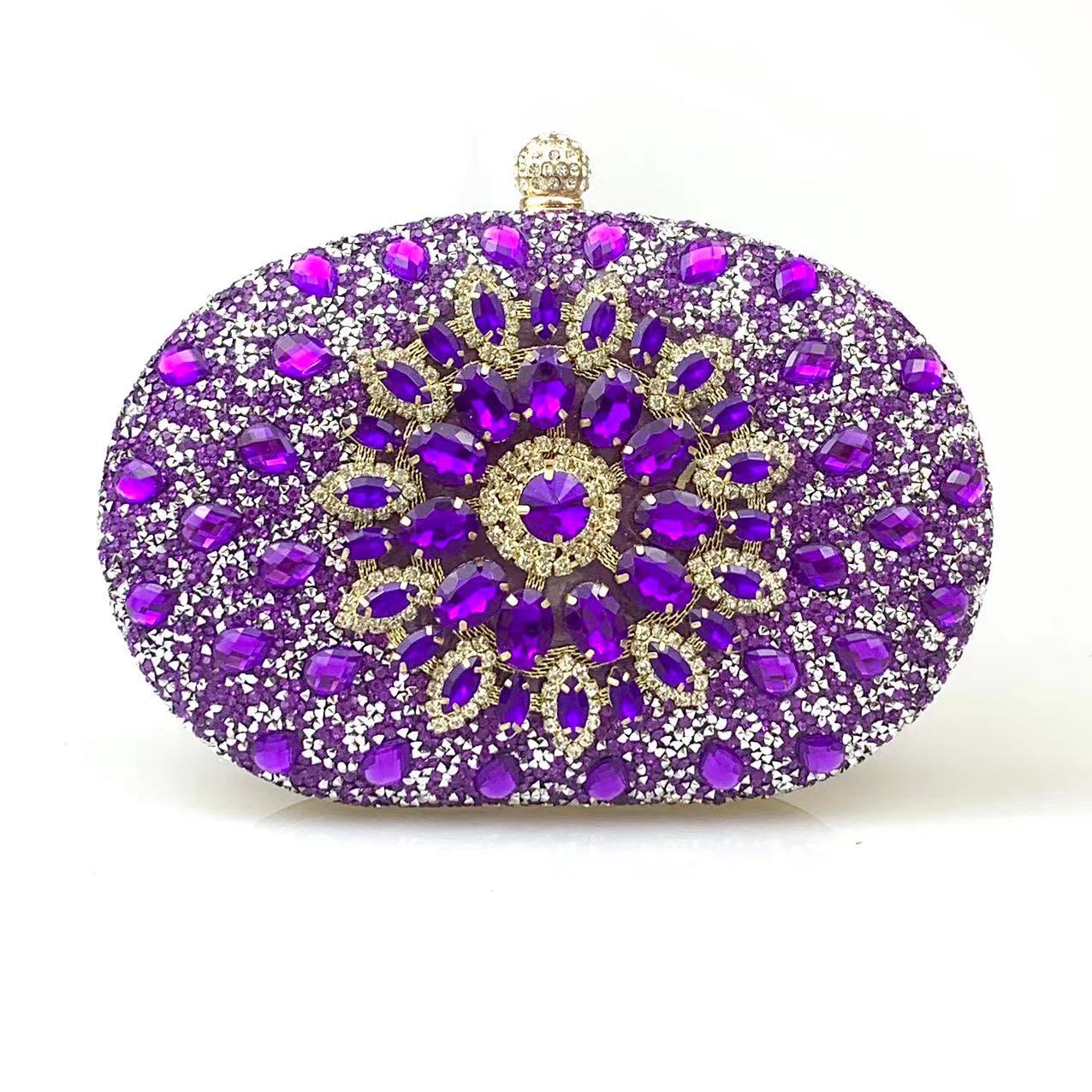 Lei Xin Sapphire Sunflower Rhinestone Evening Clutch