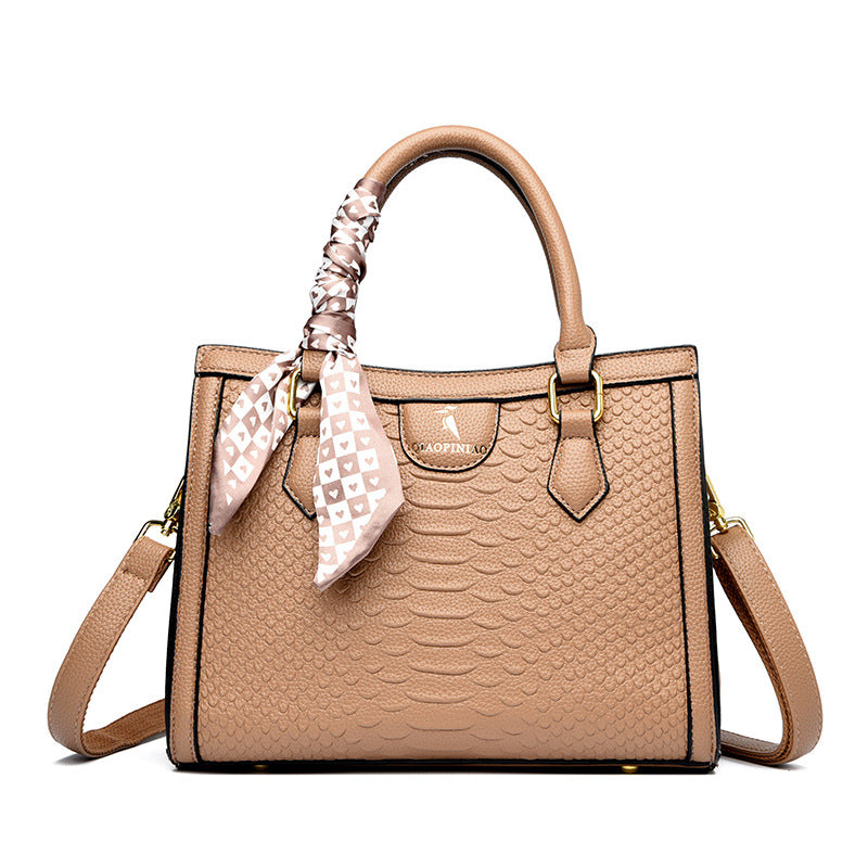 Croc-Embossed Leather Crossbody Handbag