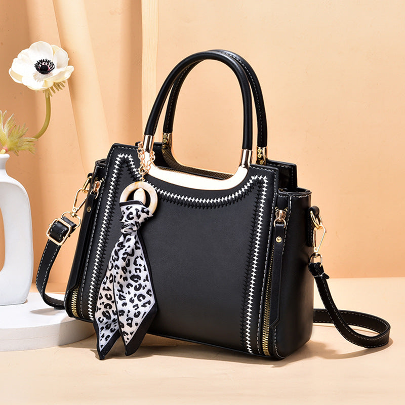 Silk Scarf Charm Structured Shoulder Bag