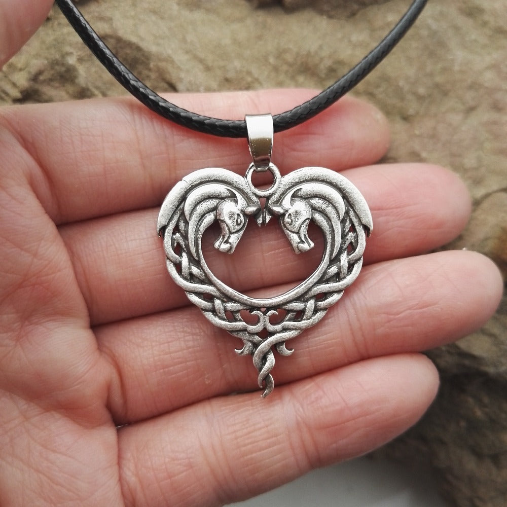 Heart Horsehead Pendant Necklace