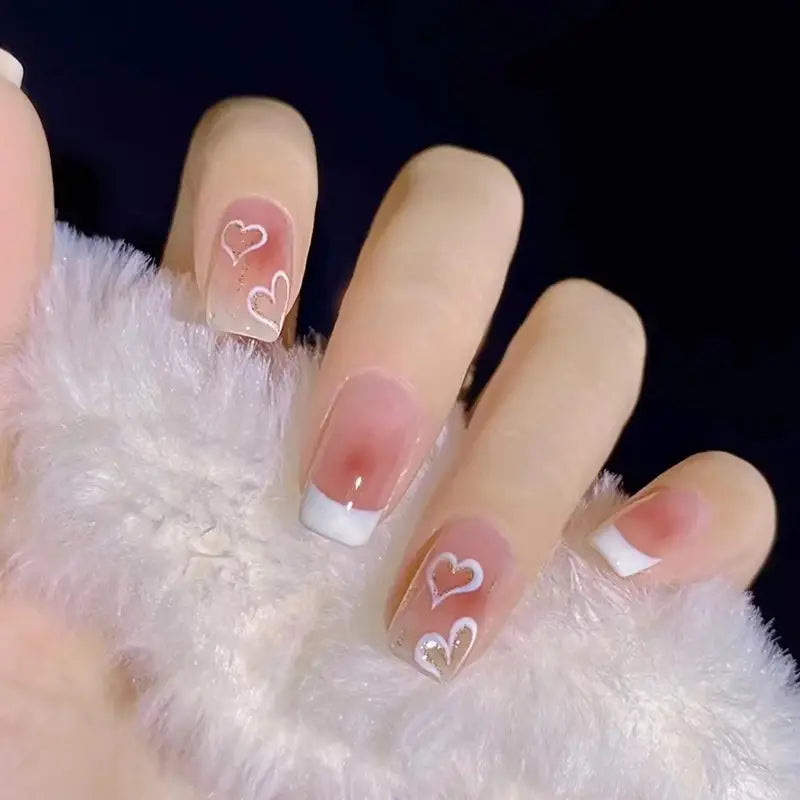 Pink Heart Coffin Press-On Nails - 24 Pcs