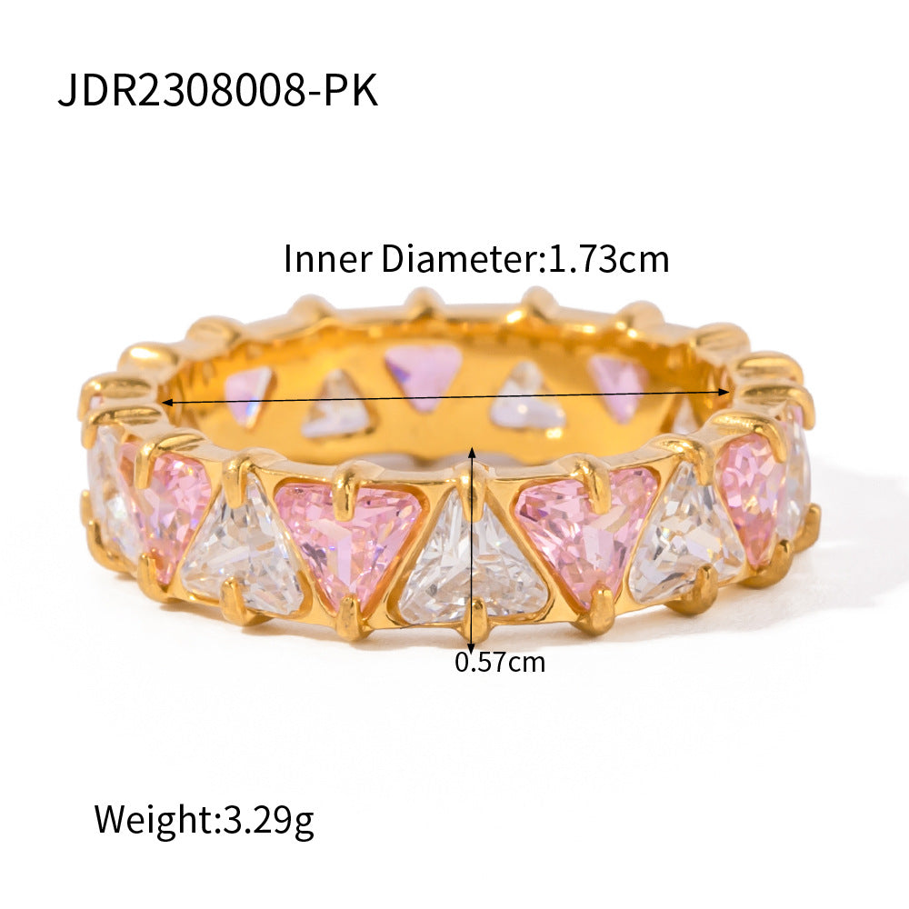 Chic Triangle Zirconia Stainless Ring