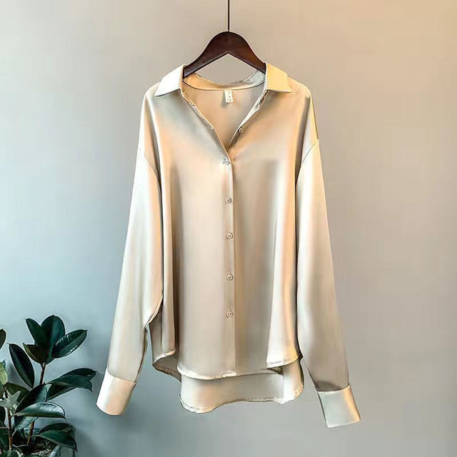 Satin Silk Relaxed Button-Down Shirt