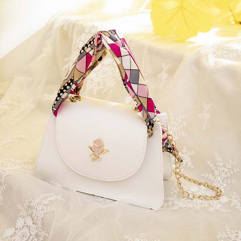 Silk Scarf Mini Handbag with Chain Strap