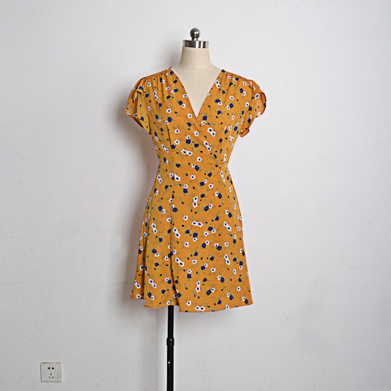 Mini Bohemian V Neck Chiffon Dress