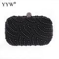 YYW Black Pearl Beaded Evening Clutch Bag